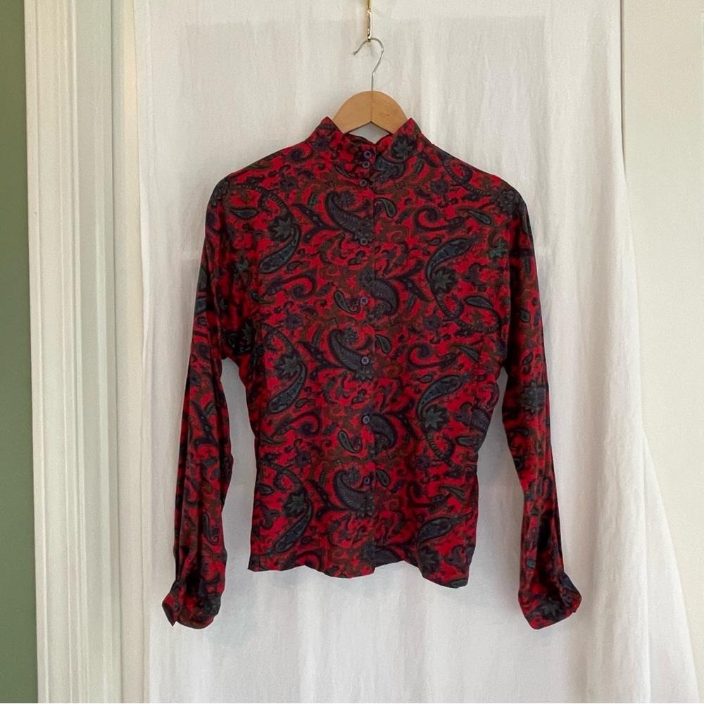 Red Paisley Rayon Top